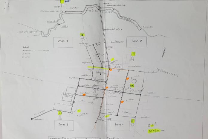 แผนที่วางท่อประปาบ้านบัวงาม